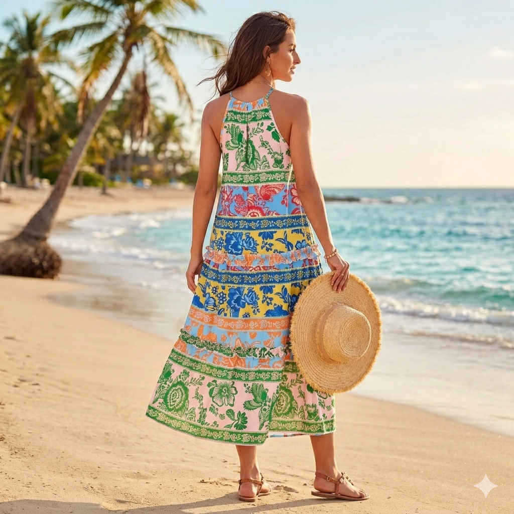 Breezy Boho Halterneck Beach Dress