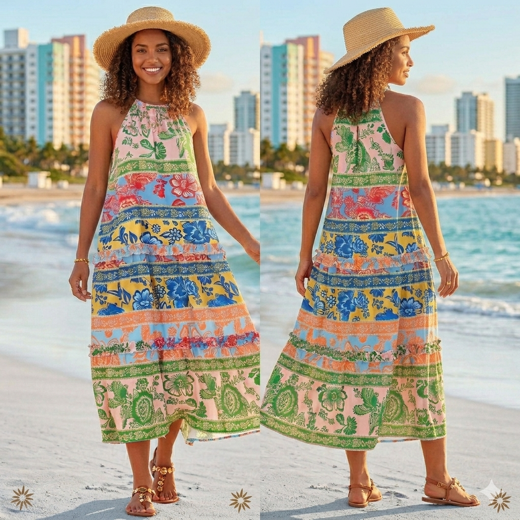Breezy Boho Halterneck Beach Dress