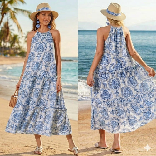 Breezy Boho Halterneck Beach Dress